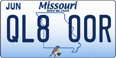 MO license plate QL8O0R