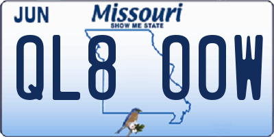 MO license plate QL8O0W