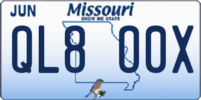 MO license plate QL8O0X