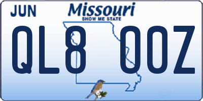 MO license plate QL8O0Z