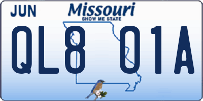 MO license plate QL8O1A