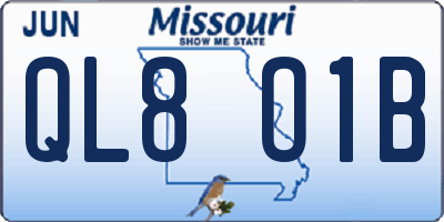 MO license plate QL8O1B