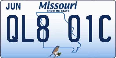 MO license plate QL8O1C
