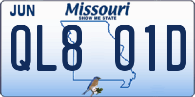 MO license plate QL8O1D