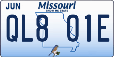 MO license plate QL8O1E