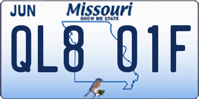 MO license plate QL8O1F