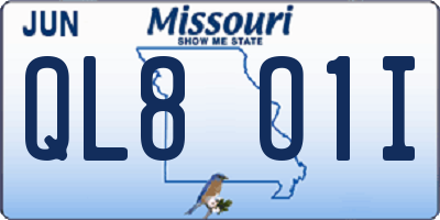 MO license plate QL8O1I
