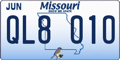 MO license plate QL8O1O