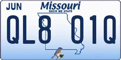 MO license plate QL8O1Q