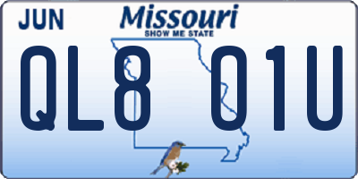 MO license plate QL8O1U
