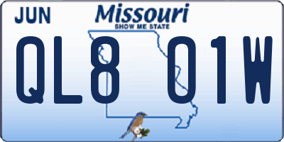 MO license plate QL8O1W