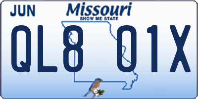 MO license plate QL8O1X