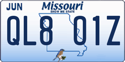 MO license plate QL8O1Z