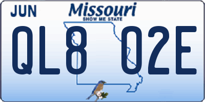 MO license plate QL8O2E
