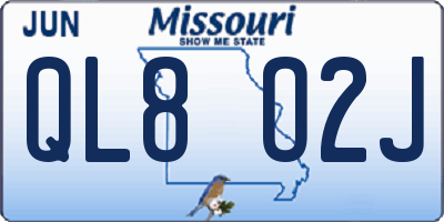 MO license plate QL8O2J