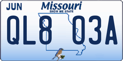 MO license plate QL8O3A