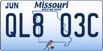 MO license plate QL8O3C