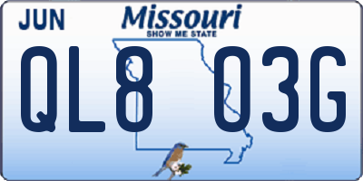 MO license plate QL8O3G