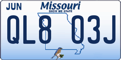 MO license plate QL8O3J