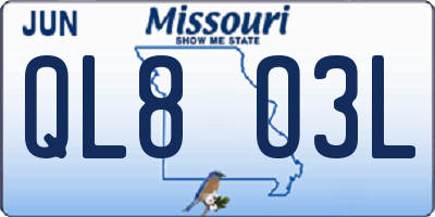 MO license plate QL8O3L