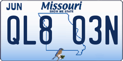 MO license plate QL8O3N