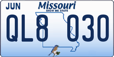 MO license plate QL8O3O
