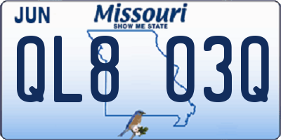 MO license plate QL8O3Q