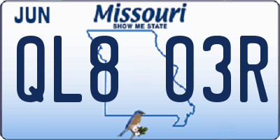 MO license plate QL8O3R