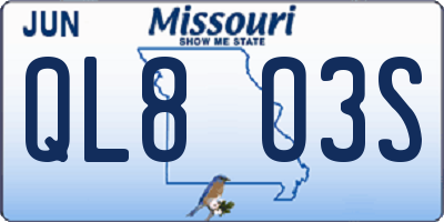 MO license plate QL8O3S