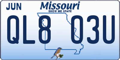 MO license plate QL8O3U