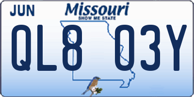 MO license plate QL8O3Y