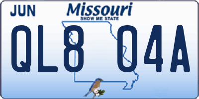 MO license plate QL8O4A