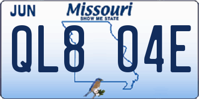 MO license plate QL8O4E