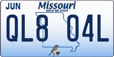 MO license plate QL8O4L