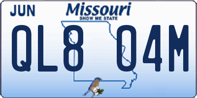 MO license plate QL8O4M