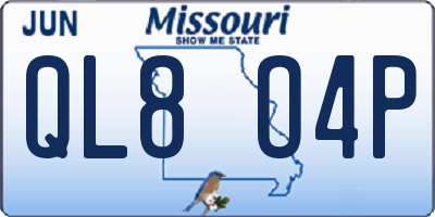 MO license plate QL8O4P