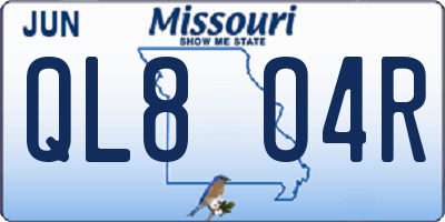 MO license plate QL8O4R