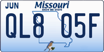 MO license plate QL8O5F