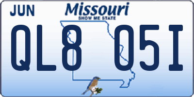 MO license plate QL8O5I