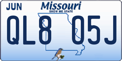 MO license plate QL8O5J