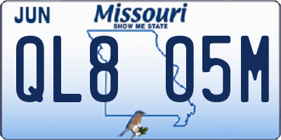 MO license plate QL8O5M