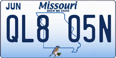 MO license plate QL8O5N