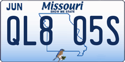 MO license plate QL8O5S