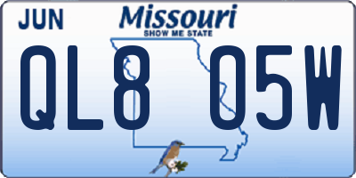 MO license plate QL8O5W