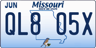 MO license plate QL8O5X