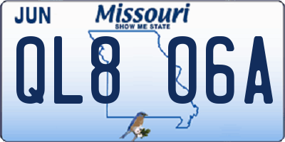 MO license plate QL8O6A