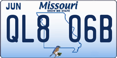 MO license plate QL8O6B
