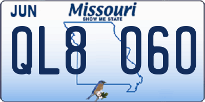 MO license plate QL8O6O