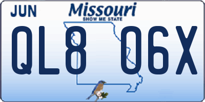 MO license plate QL8O6X