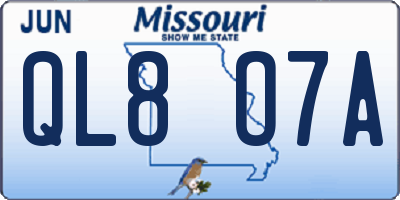 MO license plate QL8O7A